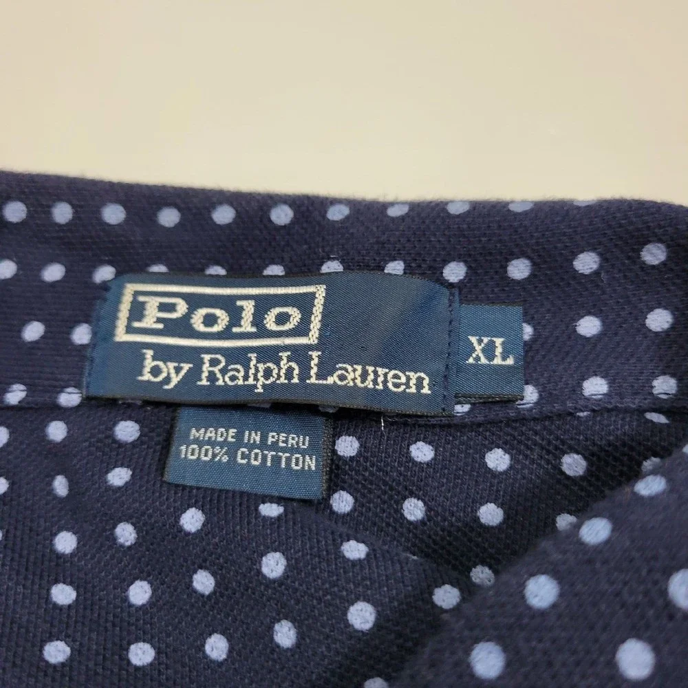 Polo By Ralph Lauren Men's Polo Shirt Polka Dot sz XL Navy Blue